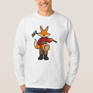 Fox as Farmer with Rake & Hat T-Shirt