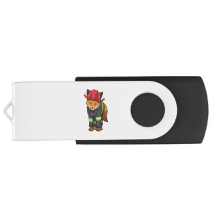 Fox as Firefighter with Helmet Flash Drive