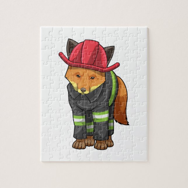 Fox as Firefighter with Helmet Jigsaw Puzzle (Vertical)