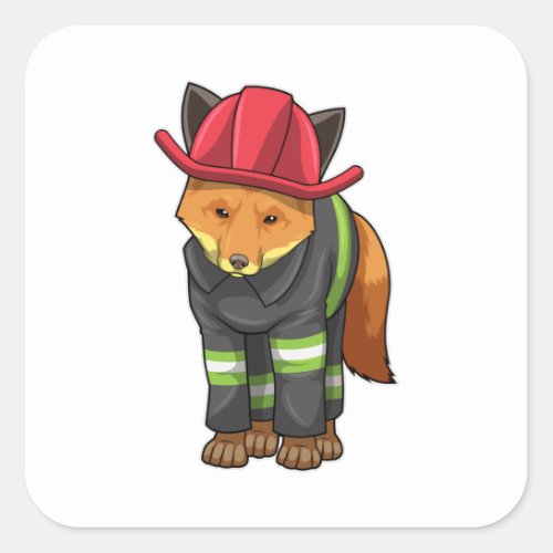 Fox as Firefighter with Helmet Square Sticker