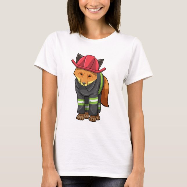 Fox as Firefighter with Helmet T-Shirt (Front)