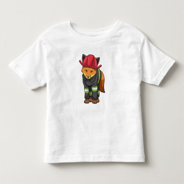Fox as Firefighter with Helmet Toddler T-shirt (Front)