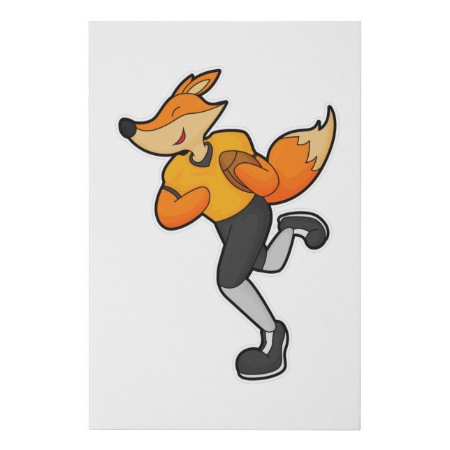 Fox as Football player with Football Faux Canvas Print (Front)