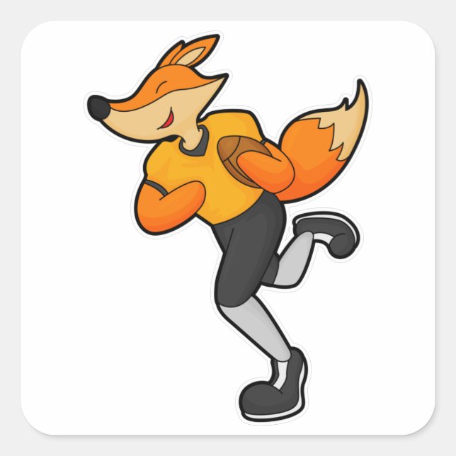 Fox as Football player with Football Square Sticker (Front)