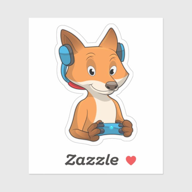 Fox as Gamer with Joystick Sticker (Sheet)