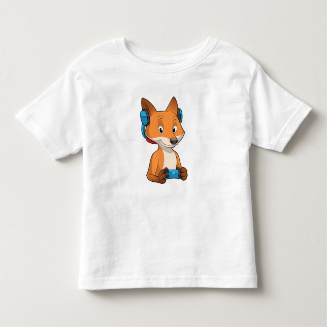 Fox as Gamer with Joystick Toddler T-shirt (Front)