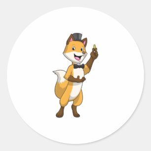 Fox as Groom with Wedding ring Classic Round Sticker