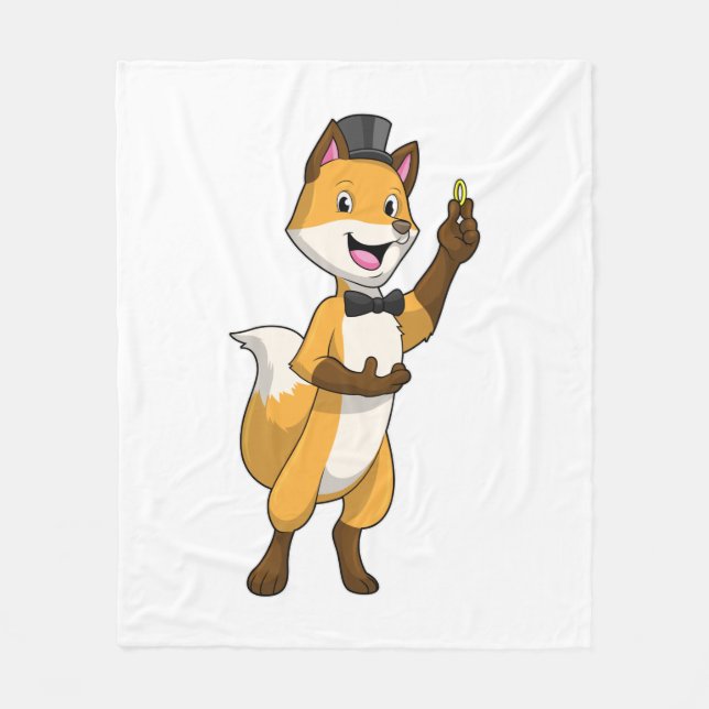 Fox as Groom with Wedding ring Fleece Blanket (Front)