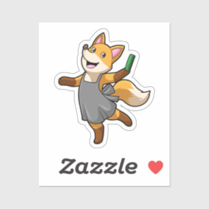 Fox as Hairdresser with Scissors Sticker