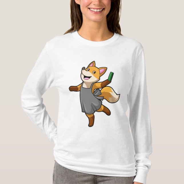 Fox as Hairdresser with Scissors T-Shirt (Front)
