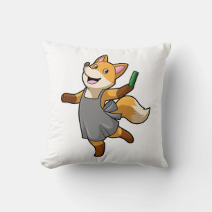 Fox as Hairdresser with Scissors Throw Pillow