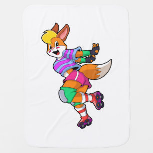 Fox as Inline Skater with Inline Skates Baby Blanket