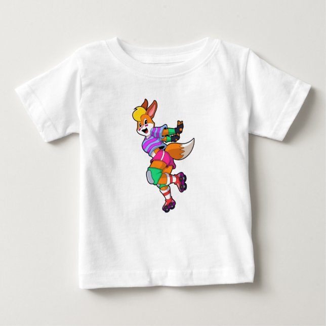 Fox as Inline Skater with Inline Skates Baby T-Shirt (Front)
