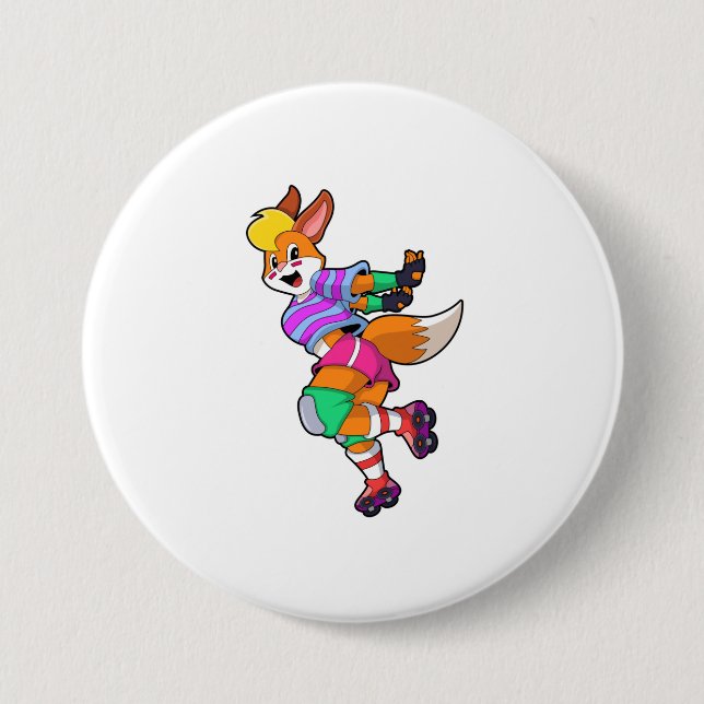 Fox as Inline Skater with Inline Skates Button (Front)