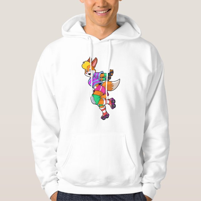 Fox as Inline Skater with Inline Skates Hoodie (Front)