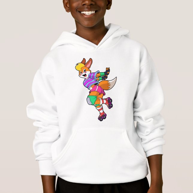 Fox as Inline Skater with Inline Skates Hoodie (Front)