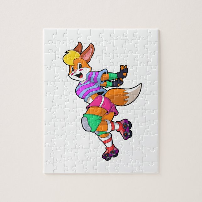 Fox as Inline Skater with Inline Skates Jigsaw Puzzle (Vertical)