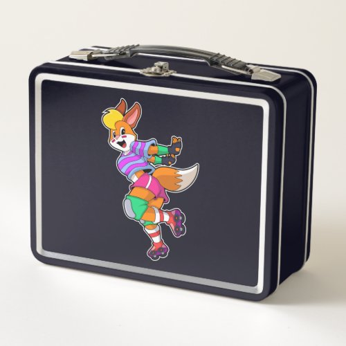 Fox as Inline Skater with Inline Skates Metal Lunch Box