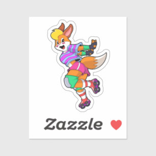 Fox as Inline Skater with Inline Skates Sticker