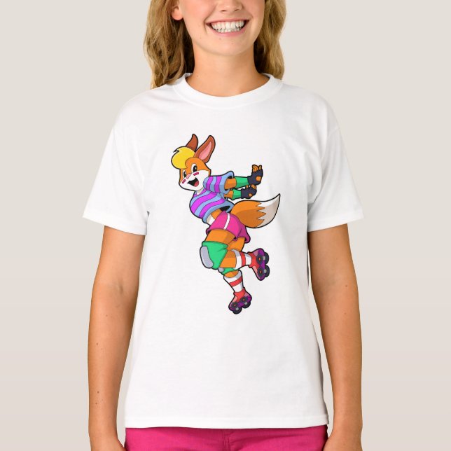 Fox as Inline Skater with Inline Skates T-Shirt (Front)