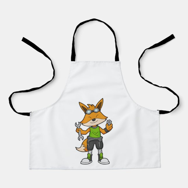 Fox as Mechanic with Wrench & Nut Apron (Front)