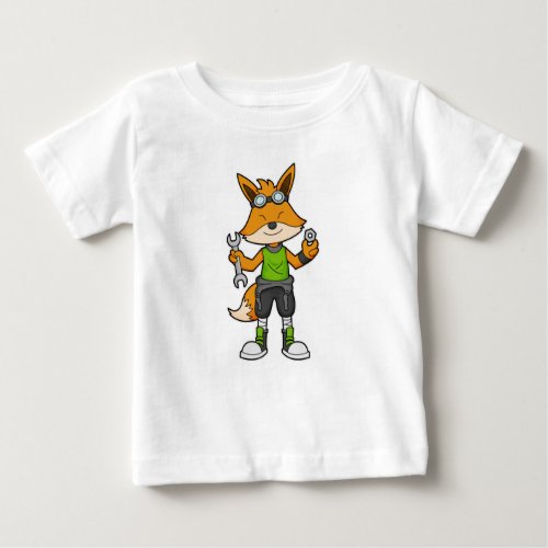 Fox as Mechanic with Wrench  Nut Baby T_Shirt