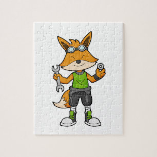 Fox as Mechanic with Wrench & Nut Jigsaw Puzzle