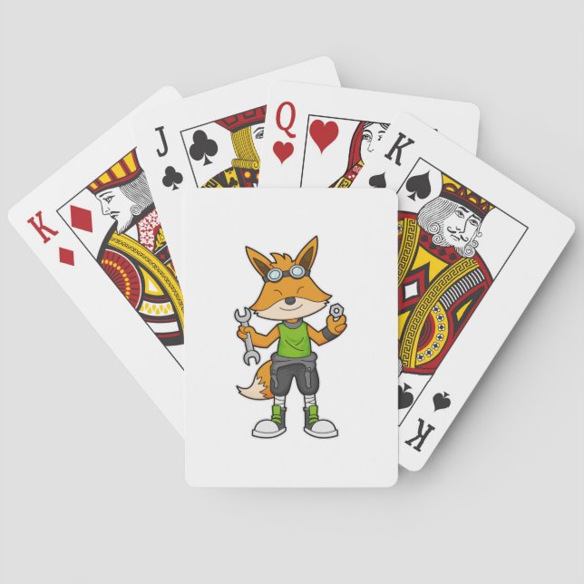 Fox as Mechanic with Wrench & Nut Poker Cards (Back)