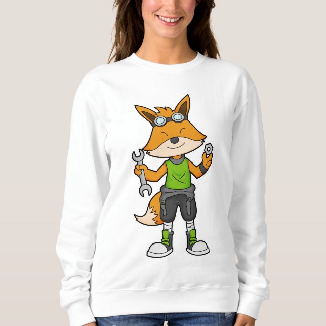 Fox as Mechanic with Wrench & Nut Sweatshirt (Front)