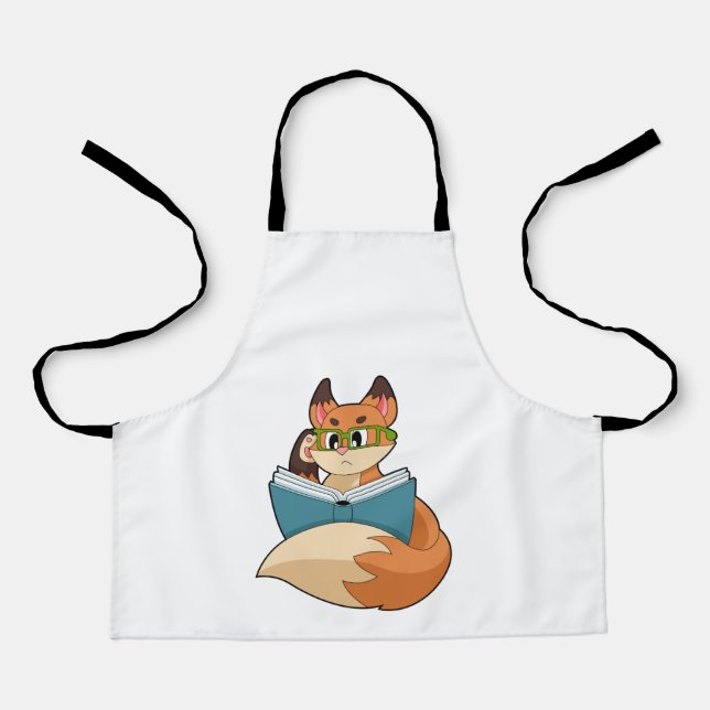 Fox as Nerd with Book & Glasses Apron (Front)