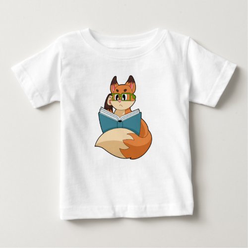 Fox as Nerd with Book  Glasses Baby T_Shirt