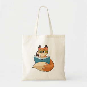 Fox as Nerd with Book & Glasses Tote Bag