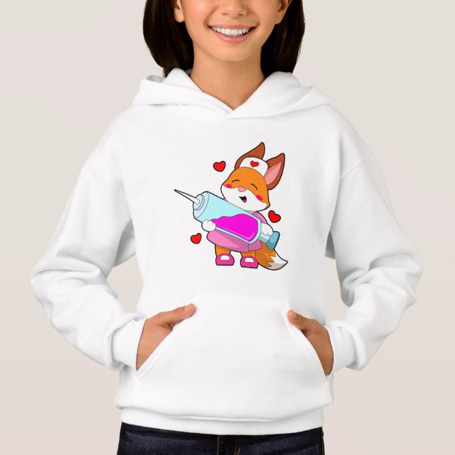 Fox as Nurse with Syringe Hoodie (Front)