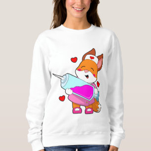 Fox as Nurse with Syringe Sweatshirt