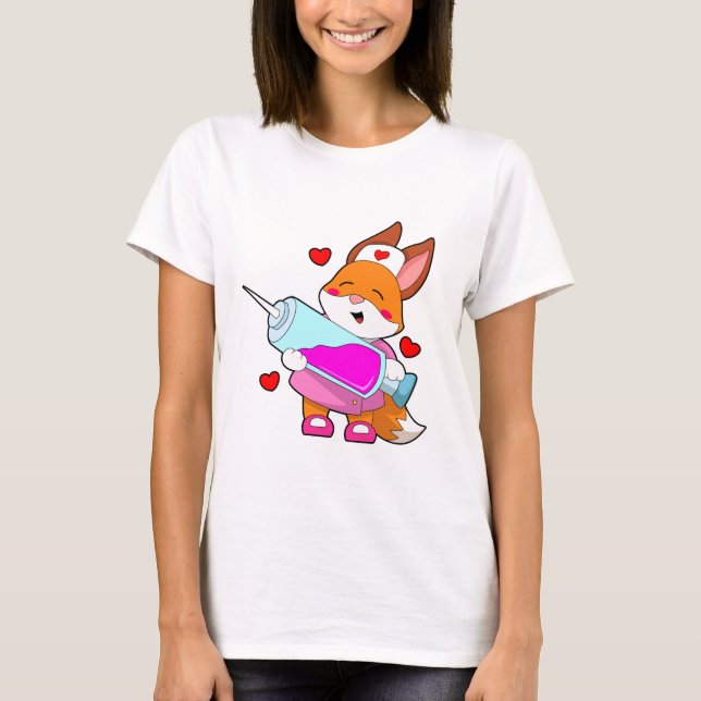 Fox as Nurse with Syringe T-Shirt (Front)