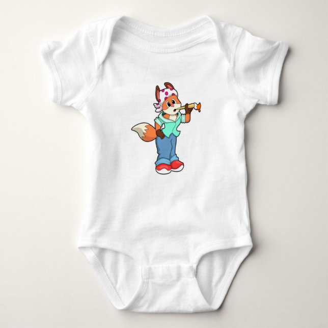 Fox as Painter with Brush & Colour Baby Bodysuit (Front)