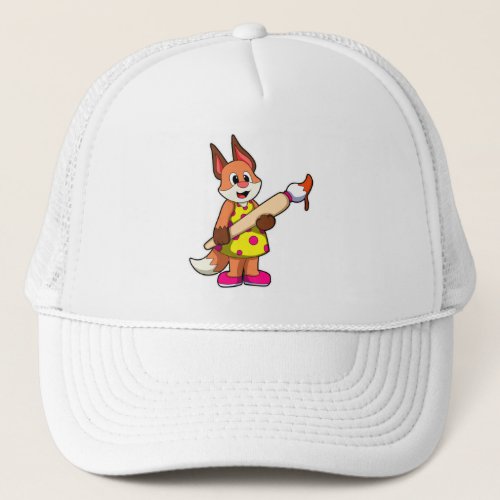 Fox as Painter with Brush  Paint Trucker Hat