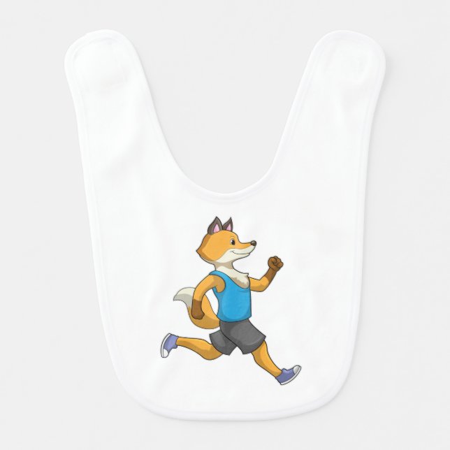 Fox as Runner at Running Baby Bib (Front)