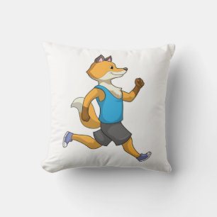 Fox as Runner at Running Throw Pillow