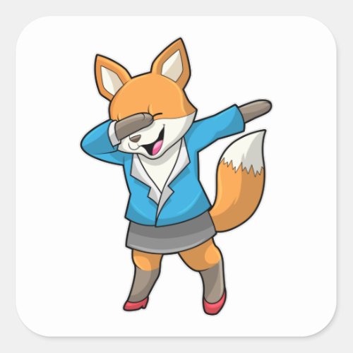 Fox as Secretary at Hip Hop Dance Square Sticker