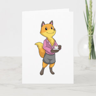 Fox as Secretary with Coffee Cup Card