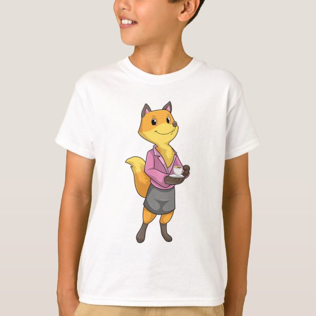 Fox as Secretary with Coffee Cup T-Shirt (Front)
