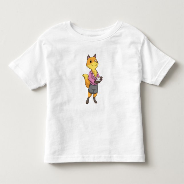 Fox as Secretary with Coffee Cup Toddler T-shirt (Front)