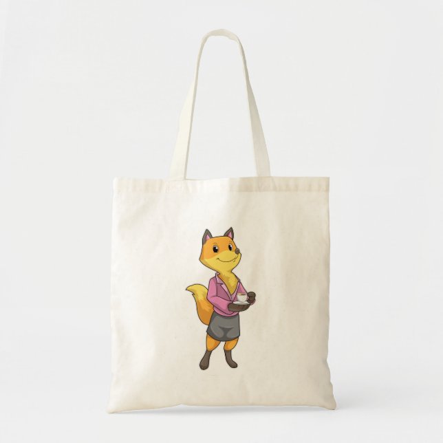 Fox as Secretary with Coffee Cup Tote Bag (Front)