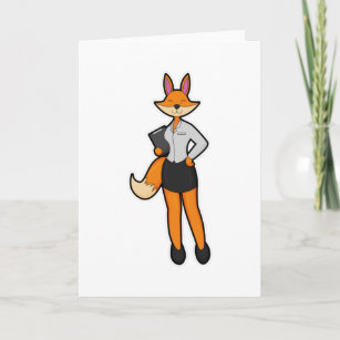 Fox as Secretary with Notepad Card