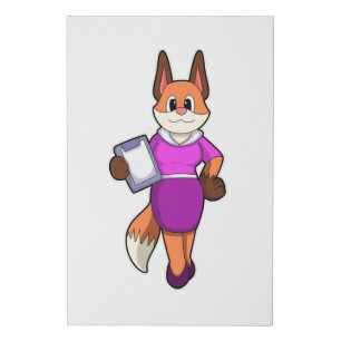 Fox as Secretary with Skirt Faux Canvas Print