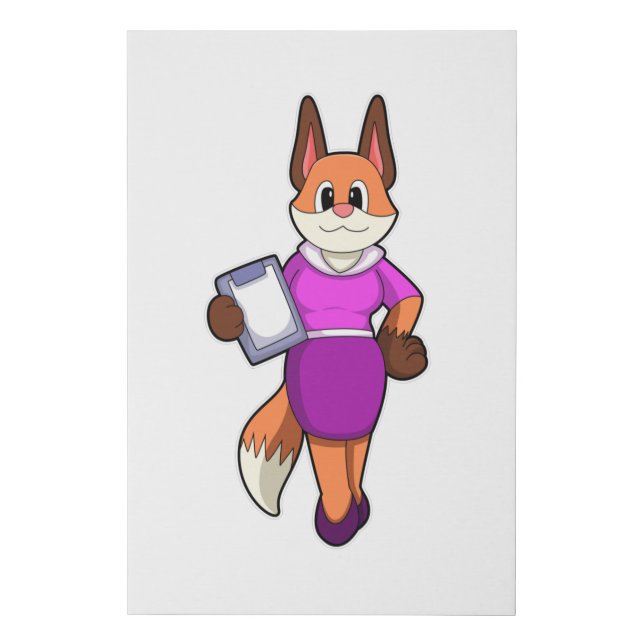Fox as Secretary with Skirt Faux Canvas Print (Front)