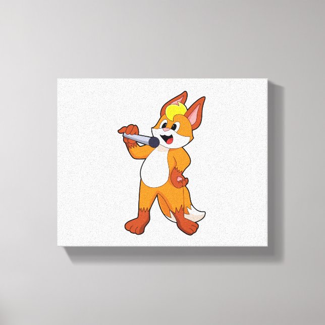 Fox as Singer with Microphone Canvas Print (Front)
