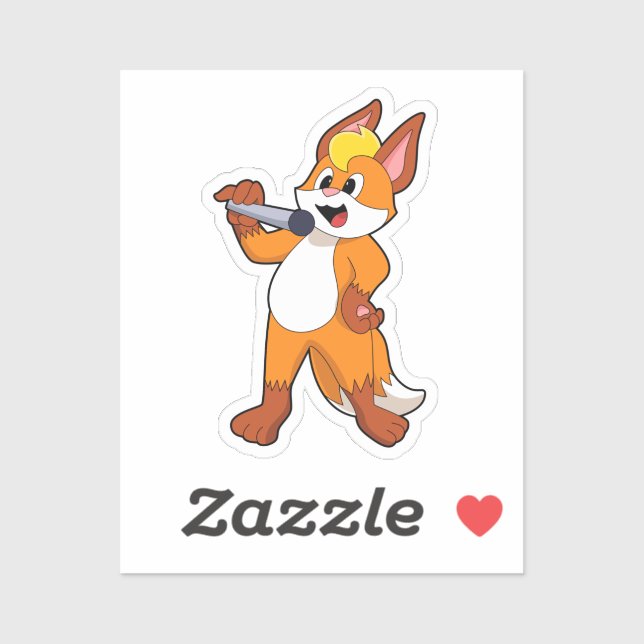 Fox as Singer with Microphone Sticker (Sheet)
