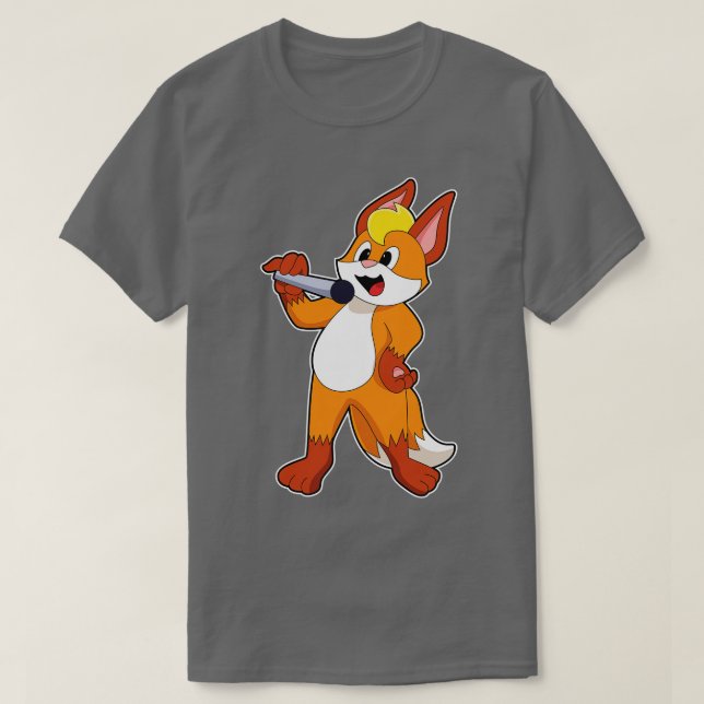 Fox as Singer with Microphone T-Shirt (Design Front)